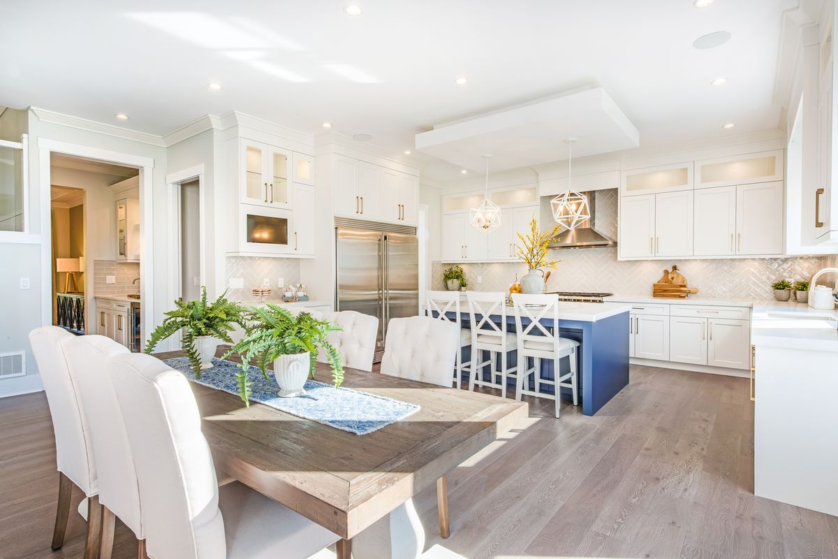 Bright modern kitchen and dining space